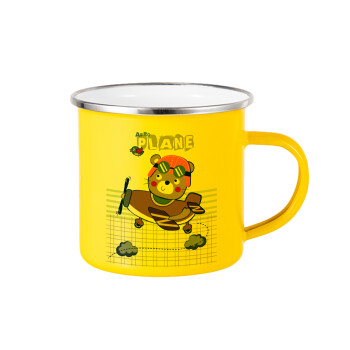 Kids Plane, Yellow Enamel Metallic Cup 360ml