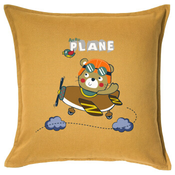 Kids Plane, Sofa cushion YELLOW 50x50cm includes filling