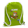 Backpack bag GYMBAG LIME GREEN, with pocket (40x48cm) & thick cords