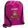 Backpack pouch GYMBAG Fuchsia, with pocket (40x48cm) & thick cords