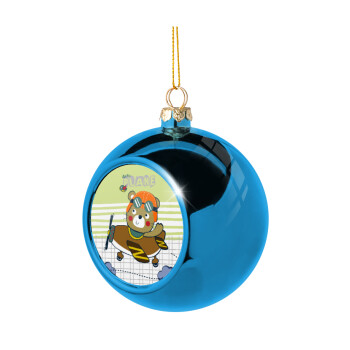 Kids Plane, Blue Christmas tree ball ornament 8cm