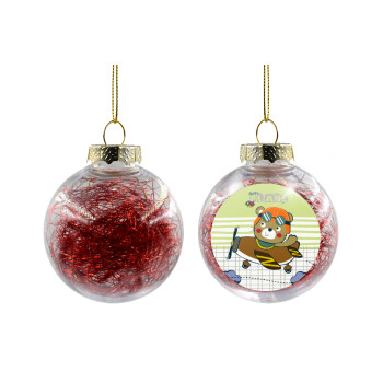 Kids Plane, Transparent Christmas tree ball ornament with red filling 8cm