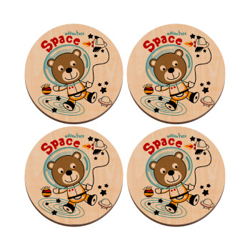 Kids Space, ΣΕΤ x4 Σουβέρ ξύλινα στρογγυλά plywood (9cm)