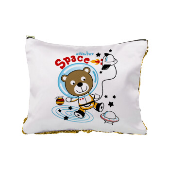 Kids Space, Sequin Gold Pouch Cosmetic Bag