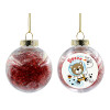 Transparent Christmas tree ball ornament with red filling 8cm