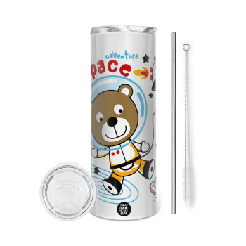 Kids Space, Tumbler stainless steel 600ml, with metal straw & cleaning brush