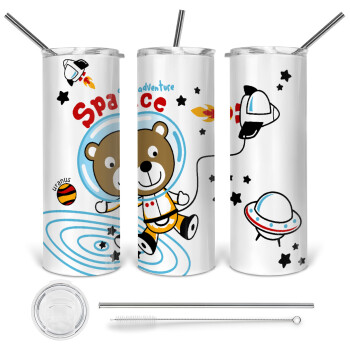 Kids Space, Tumbler stainless steel 600ml, with metal straw & cleaning brush