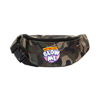 Why Don't You Blow Me Funny, Unisex waist bag (banana) in Jungle camouflage color with 2 pockets