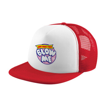 Why Don't You Blow Me Funny, Children's Soft Trucker Hat with Red/White Mesh (POLYESTER, CHILDREN'S, ONE SIZE)