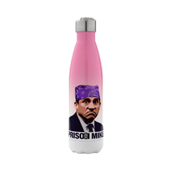 Prison Mike The office, Metal mug thermos Pink/White (Stainless steel), double wall, 500ml