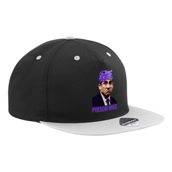 Prison Mike The office, Adult Flat Snapback Hat Black/Grey, (100% COTTON TWILL, ADULT, UNISEX, ONE SIZE)