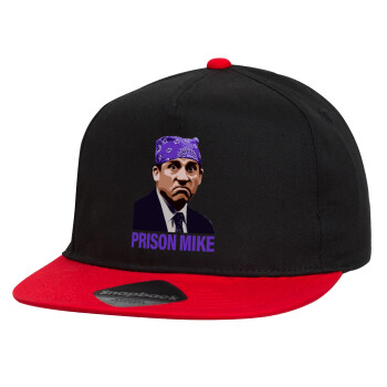 Prison Mike The office, Καπέλο παιδικό Flat Snapback, Μαύρο/Κόκκινο (100% ΒΑΜΒΑΚΕΡΟ, ΠΑΙΔΙΚΟ, UNISEX, ONE SIZE)