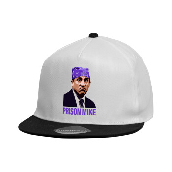 Prison Mike The office, Child's Flat Snapback Hat, White (100% COTTON, CHILDREN'S, UNISEX, ONE SIZE)