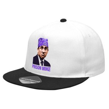 Prison Mike The office, Καπέλο Ενηλίκων Flat Snapback Λευκό/Μαύρο, (POLYESTER, ΕΝΗΛΙΚΩΝ, UNISEX, ONE SIZE)