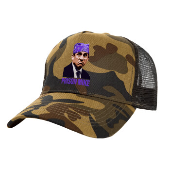 Prison Mike The office, Adult Structured Trucker Hat, with Mesh, (Camouflage) Army (100% COTTON, ADULT, UNISEX, ONE SIZE)