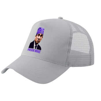 Prison Mike The office, Adult Structured Trucker Hat, with Mesh, GRAY (100% COTTON, ADULT, UNISEX, ONE SIZE)