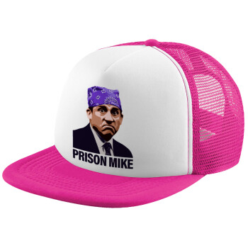 Prison Mike The office, Καπέλο παιδικό Soft Trucker με Δίχτυ ΡΟΖ/ΛΕΥΚΟ (POLYESTER, ΠΑΙΔΙΚΟ, ONE SIZE)