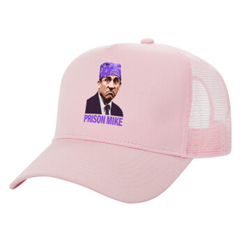 Prison Mike The office, Adult Structured Trucker Hat, with Mesh, PINK (100% COTTON, ADULT, UNISEX, ONE SIZE)