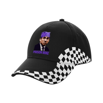 Prison Mike The office, Adult Ultimate BLACK RACING Cap, (100% COTTON DRILL, ADULT, UNISEX, ONE SIZE)