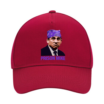 Prison Mike The office, Καπέλο Ενηλίκων Ultimate ΚΟΚΚΙΝΟ, (100% ΒΑΜΒΑΚΕΡΟ DRILL, ΕΝΗΛΙΚΩΝ, UNISEX, ONE SIZE)