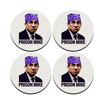 Prison Mike The office, SET of 4 round wooden coasters (9cm)