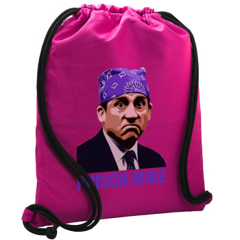 Prison Mike The office, Backpack pouch GYMBAG Fuchsia, with pocket (40x48cm) & thick cords
