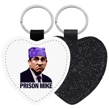 Prison Mike The office, Μπρελόκ PU δερμάτινο glitter καρδιά ΜΑΥΡΟ