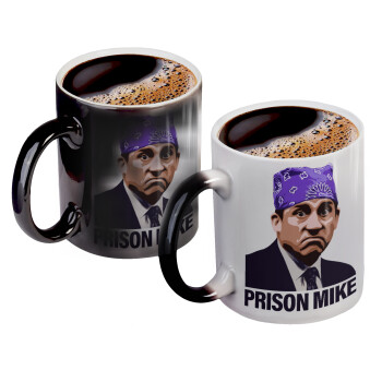 Prison Mike The office, Color changing magic Mug, ceramic, 330ml when adding hot liquid inside, the black colour desappears (1 pcs)