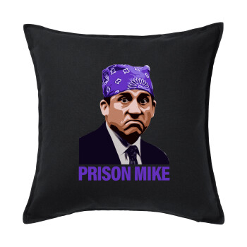 Prison Mike The office, Μαξιλάρι καναπέ Μαύρο 100% βαμβάκι, περιέχεται το γέμισμα (50x50cm)