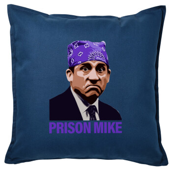 Prison Mike The office, Μαξιλάρι καναπέ Μπλε 100% βαμβάκι, περιέχεται το γέμισμα (50x50cm)