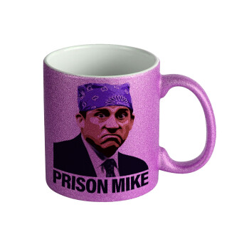 Prison Mike The office, Κούπα Μωβ Glitter που γυαλίζει, κεραμική, 330ml