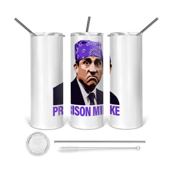 Prison Mike The office, Tumbler ποτήρι θερμό από ανοξείδωτο ατσάλι 600ml, με μεταλλικό καλαμάκι & βούρτσα καθαρισμού