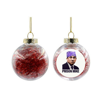 Prison Mike The office, Transparent Christmas tree ball ornament with red filling 8cm