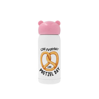 The office, Live every day like pretzel day, Pink stainless steel thermal flask, 320ml