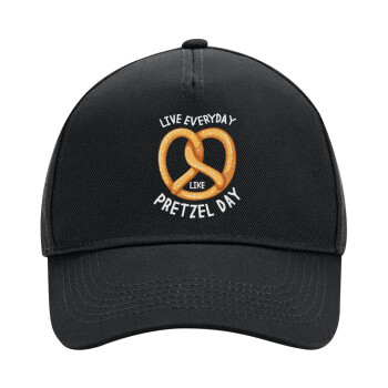 The office, Live every day like pretzel day, Adult Ultimate Hat BLACK, (100% COTTON DRILL, ADULT, UNISEX, ONE SIZE)