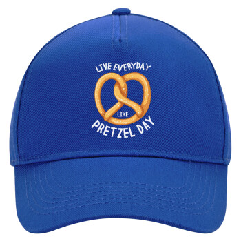 The office, Live every day like pretzel day, Ultimate Adult Hat BLUE, (100% COTTON DRILL, ADULT, UNISEX, ONE SIZE)