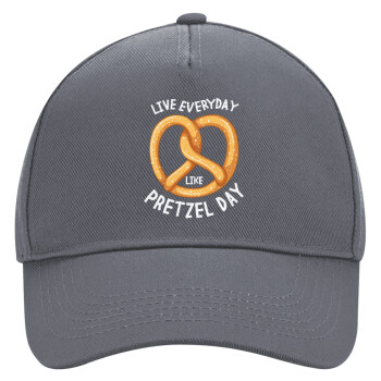 The office, Live every day like pretzel day, Ultimate Adult Hat Grey, (100% COTTON DRILL, ADULT, UNISEX, ONE SIZE)