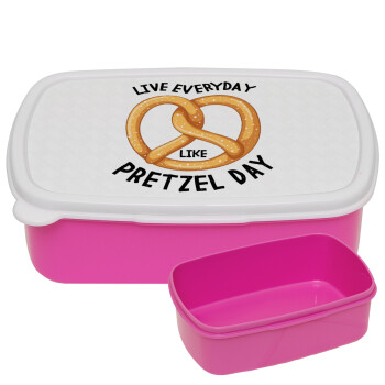 The office, Live every day like pretzel day, ΡΟΖ παιδικό δοχείο φαγητού (lunchbox) πλαστικό (BPA-FREE) Lunch Βox M18 x Π13 x Υ6cm