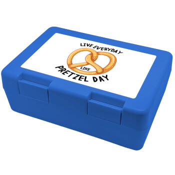 The office, Live every day like pretzel day, Children's cookie container BLUE 185x128x65mm (BPA free plastic)