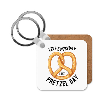 The office, Live every day like pretzel day, Μπρελόκ Ξύλινο τετράγωνο MDF