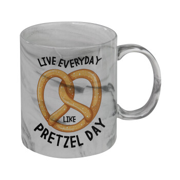 The office, Live every day like pretzel day, Κούπα κεραμική, marble style (μάρμαρο), 330ml