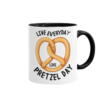 The office, Live every day like pretzel day, Κούπα χρωματιστή μαύρη, κεραμική, 330ml