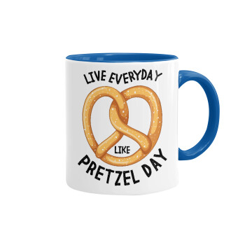 The office, Live every day like pretzel day, Κούπα χρωματιστή μπλε, κεραμική, 330ml