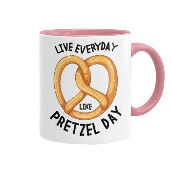 The office, Live every day like pretzel day, Κούπα χρωματιστή ροζ, κεραμική, 330ml
