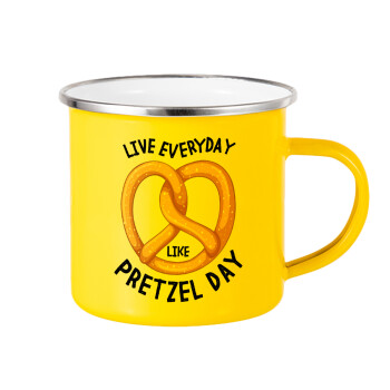 The office, Live every day like pretzel day, Κούπα Μεταλλική εμαγιέ Κίτρινη 360ml