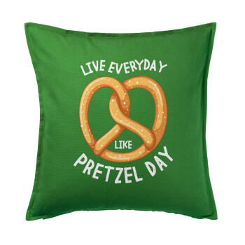 The office, Live every day like pretzel day, Sofa cushion Green 50x50cm includes filling