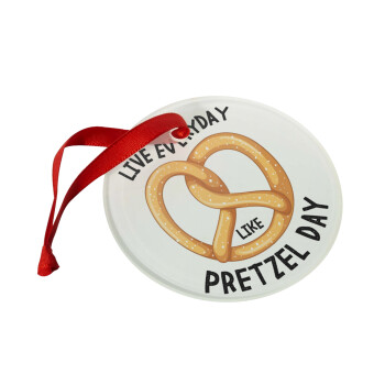 The office, Live every day like pretzel day, Christmas ornament glass 9cm