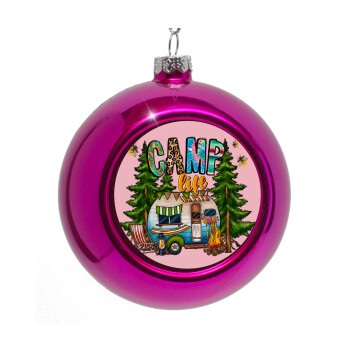 Camp Life, Purple Christmas tree ornament bauble 8cm