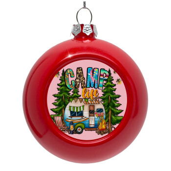 Camp Life, Red Christmas tree ornament bauble 8cm