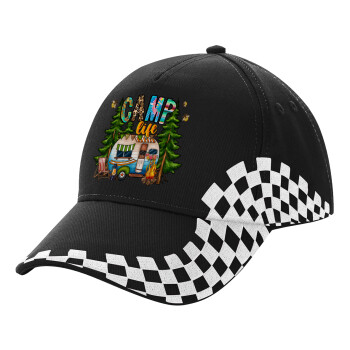 Camp Life, Adult Ultimate BLACK RACING Cap, (100% COTTON DRILL, ADULT, UNISEX, ONE SIZE)